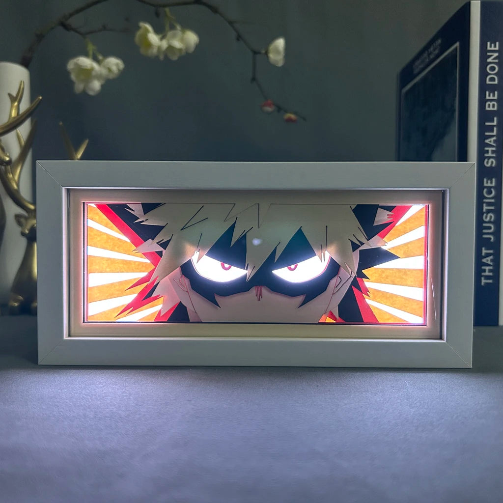 My Hero Academia Katsuki Bakugo Anime Lightbox Decor For Room Night Lamp Manga Gadget Personalized Gift Paper Cut Shadow Box