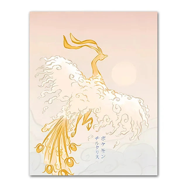 Pokemon Peripherals Posters Pikachu Rayquaza Gyarados Charizard Anime Action Figures Canvas Painting Wall Decoration Poster Toys