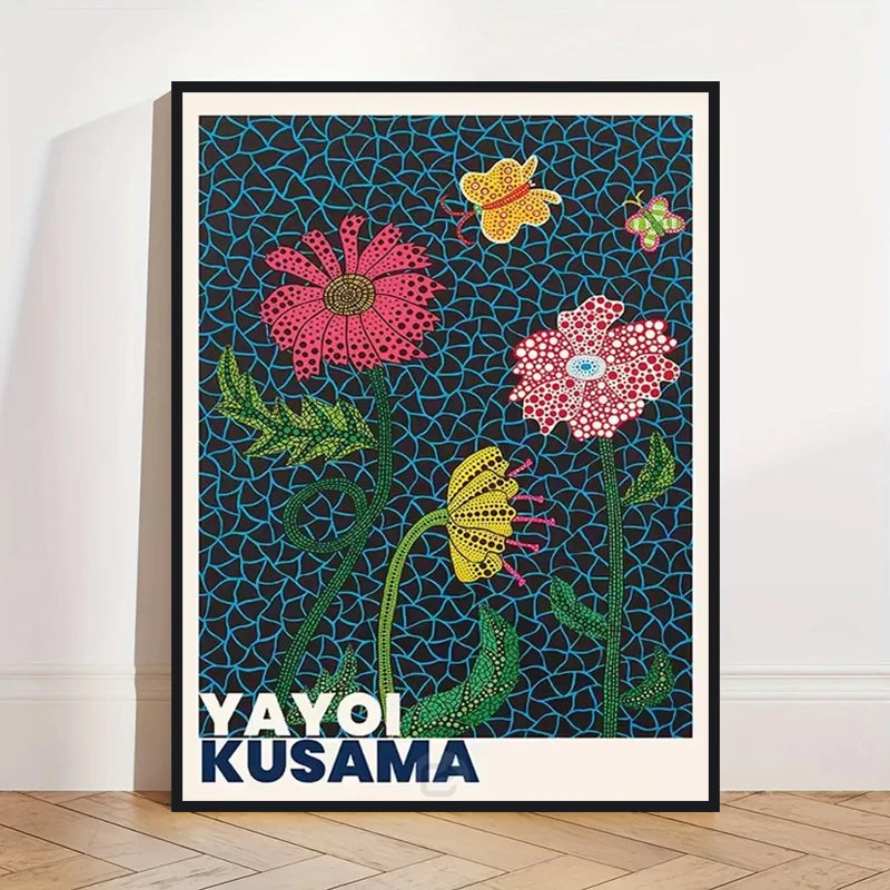 Yayoi Kusama Art Poster, Abstract Exhibition Pumpkin Flower Canvas Printed Image Art, Used for Home Wall Decoration, Frameless