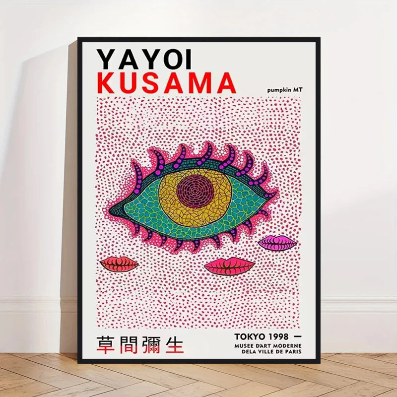 Yayoi Kusama Art Poster, Abstract Exhibition Pumpkin Flower Canvas Printed Image Art, Used for Home Wall Decoration, Frameless