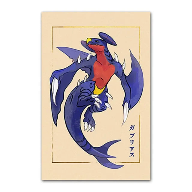 Pokemon Peripherals Posters Pikachu Rayquaza Gyarados Charizard Anime Action Figures Canvas Painting Wall Decoration Poster Toys