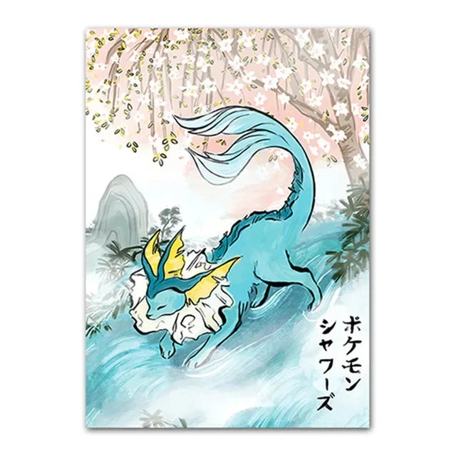 Pokemon Peripherals Posters Pikachu Rayquaza Gyarados Charizard Anime Action Figures Canvas Painting Wall Decoration Poster Toys